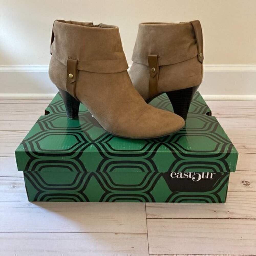 East 5th Heeled Ankle Taupe Brown Almond Toed Booties Sz 7